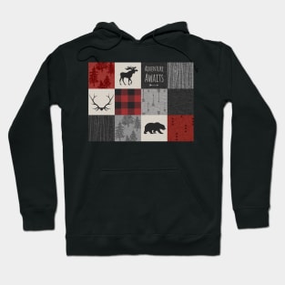 Adventure Patchwork - Red And Black Hoodie